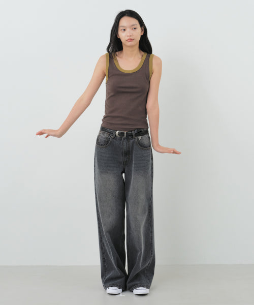 COTTON COLOR BLOCK SLEEVELESS - 3 COLORS
