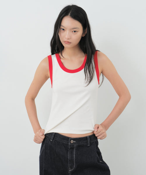 COTTON COLOR BLOCK SLEEVELESS - 3 COLORS