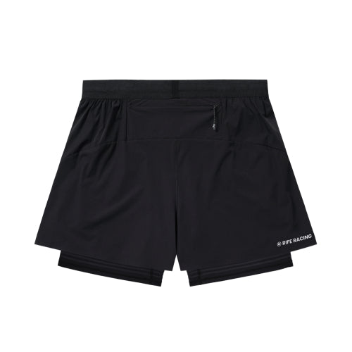 SPORTS RACING 2IN1 RUNNING SHORTS - 2 COLORS BLACK