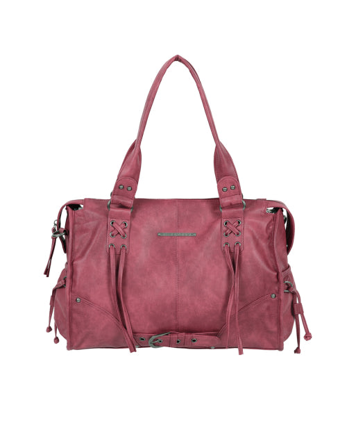 FANCY CLUB BELTED WASHED LEATHER BAG - 5 COLORS RED