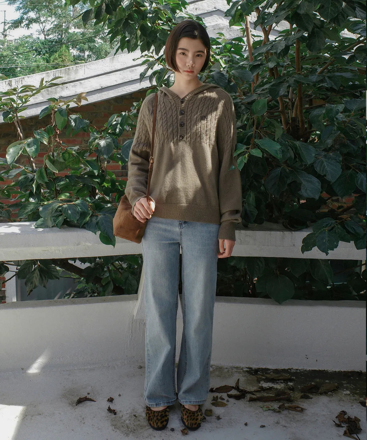 CABLE HALF OPEN HOOD KNIT - 4 COL