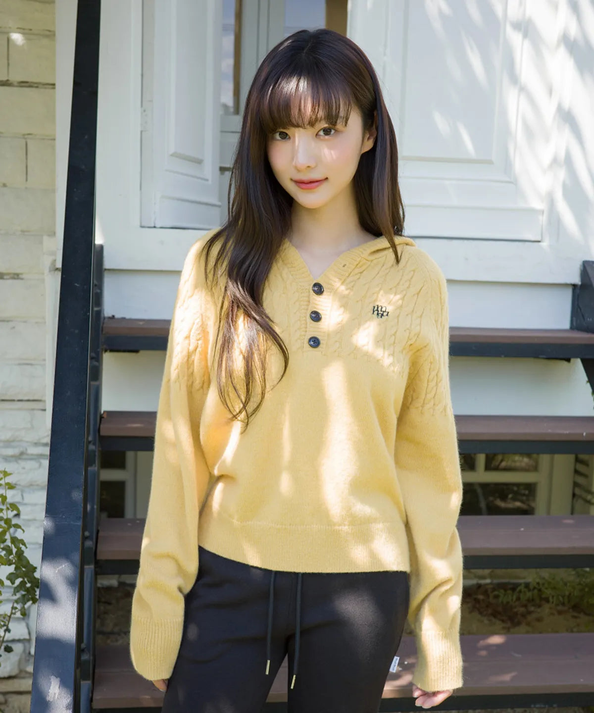 CABLE HALF OPEN HOOD KNIT - 4 COL