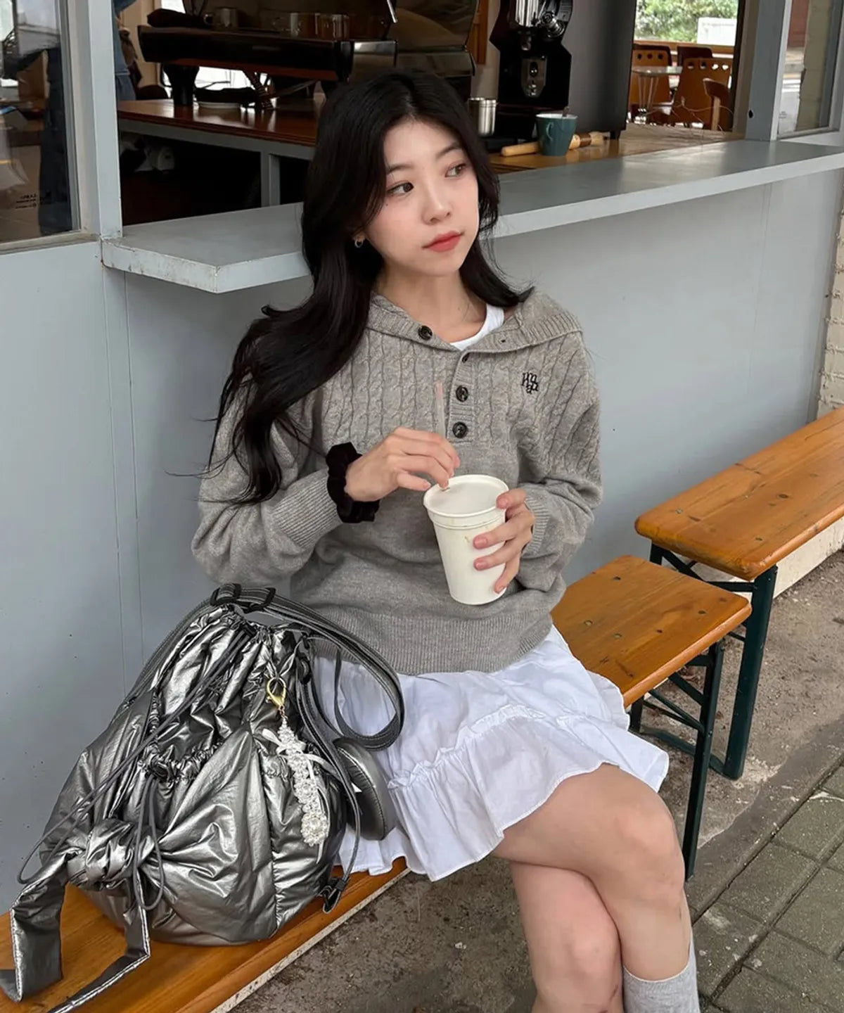 CABLE HALF OPEN HOOD KNIT - 4 COL