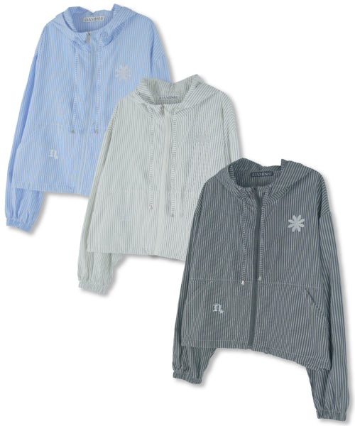 TEE STRIPE HOODIE - 2 COLORS BLUE