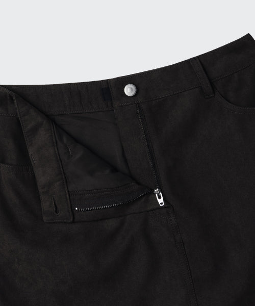 WOMENS SYNTHETIC SUEDE MINI SKIRT #韓韶禧同款! - 2 COLORS BLACK