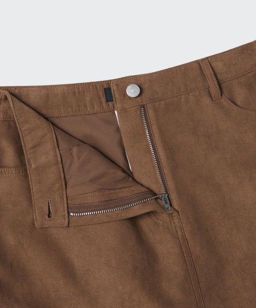 WOMENS SYNTHETIC SUEDE MINI SKIRT #韓韶禧同款! - 2 COLORS BROWN