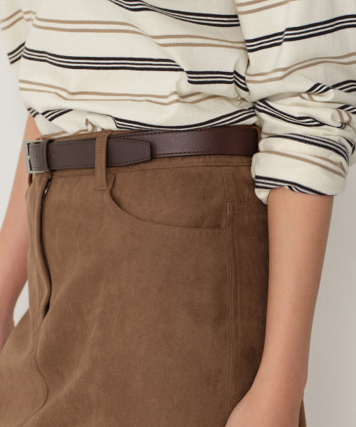 WOMENS SYNTHETIC SUEDE MINI SKIRT #韓韶禧同款! - 2 COLORS BROWN