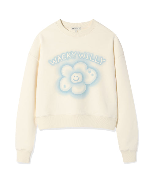 BIG LILY GRAPHIC CROP SWEATSHIRT #GISELLE同款! - 3 COLORS CREAM