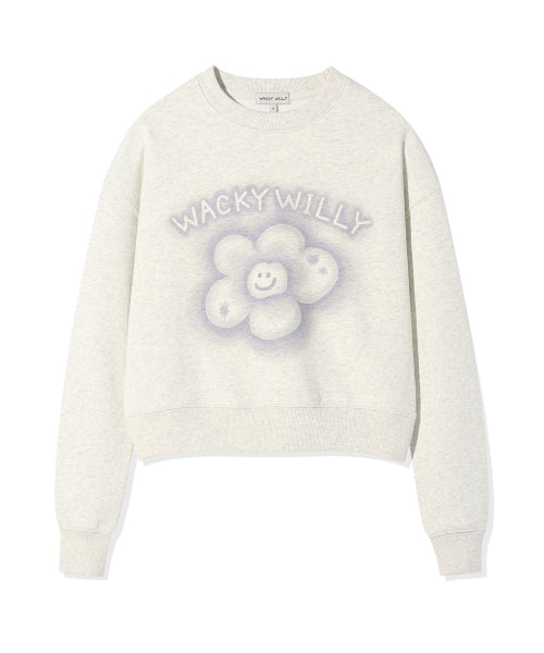 BIG LILY GRAPHIC CROP SWEATSHIRT #GISELLE同款! - 3 COLORS CREAM