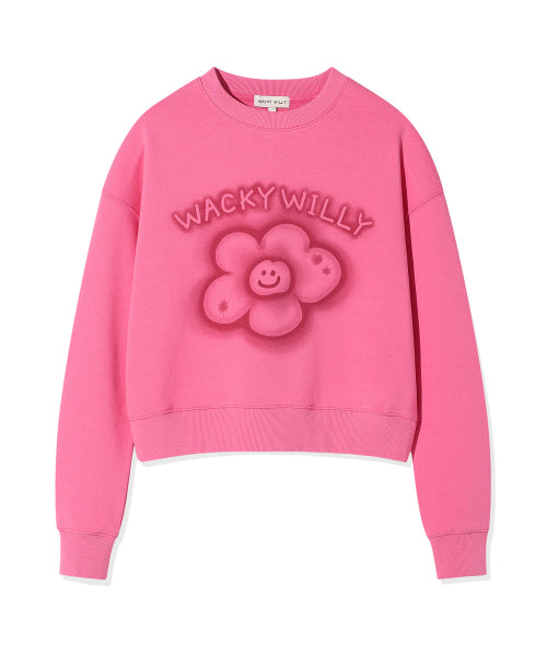 BIG LILY GRAPHIC CROP SWEATSHIRT #GISELLE同款! - 3 COLORS CREAM