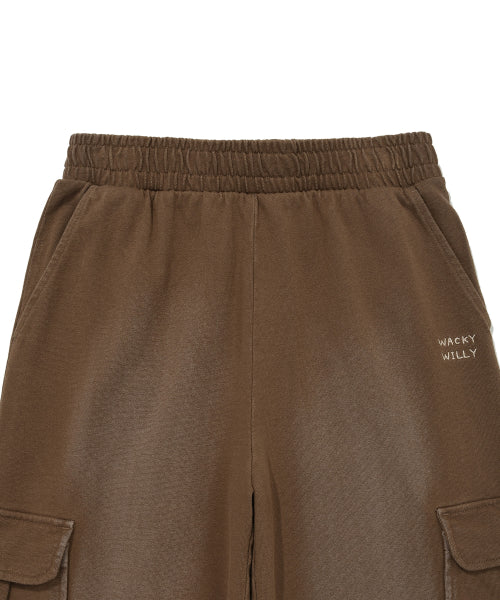JERSEY DENIM WASHED CARGO PANTS #GISELLE同款! - 3 COLORS BROWN