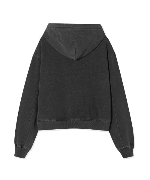 DENIM WASHED CROP HOOD ZIP-UP #GISELLE同款! - 3 COLORS GREY