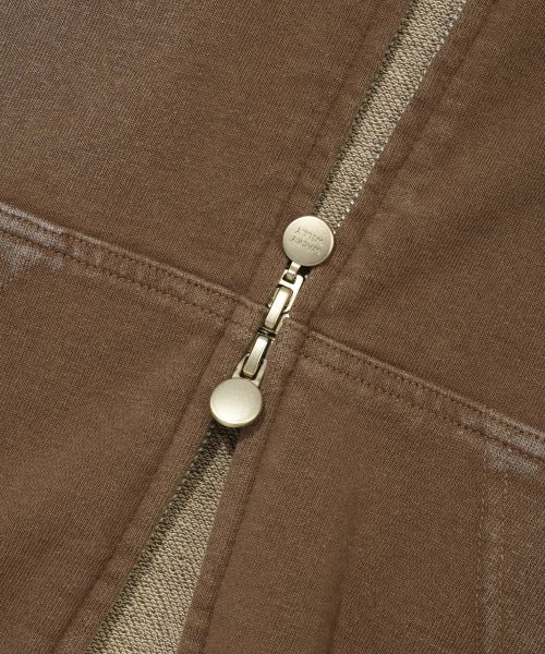 DENIM WASHED CROP HOOD ZIP-UP #GISELLE同款! - 3 COLORS BROWN