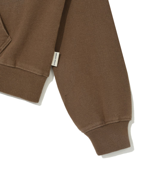 DENIM WASHED CROP HOOD ZIP-UP #GISELLE同款! - 3 COLORS BROWN