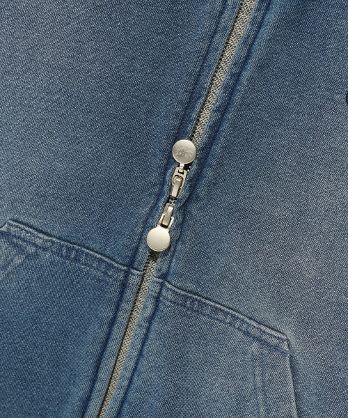DENIM WASHED CROP HOOD ZIP-UP #GISELLE同款! - 3 COLORS BLUE
