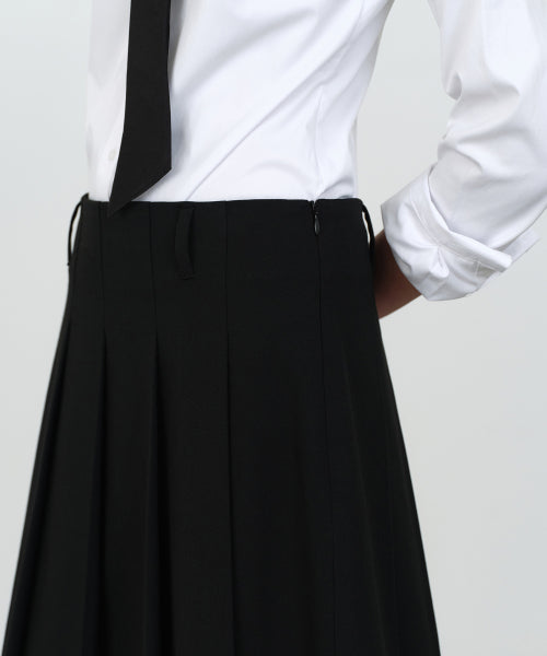 WOMENS PLEATS KNEE LENGTH SKIRT #韓韶禧同款! - 2 COLORS BLACK
