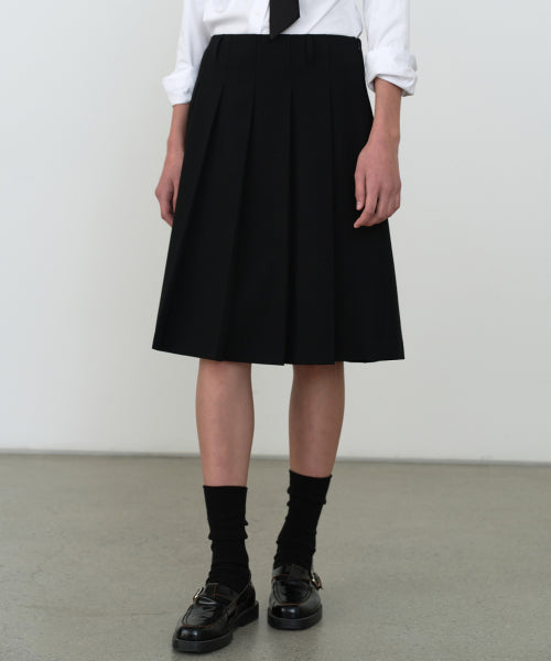 WOMENS PLEATS KNEE LENGTH SKIRT #韓韶禧同款! - 2 COLORS BLACK