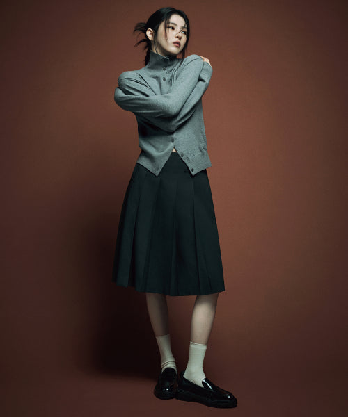 WOMENS PLEATS KNEE LENGTH SKIRT #韓韶禧同款! - 2 COLORS GREY