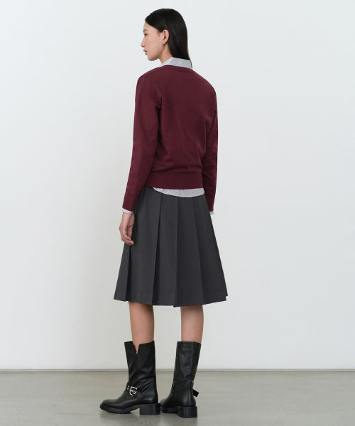 WOMENS PLEATS KNEE LENGTH SKIRT #韓韶禧同款! - 2 COLORS GREY