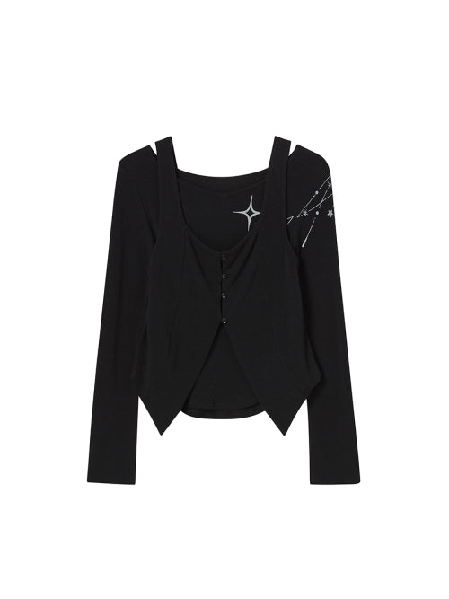 LAYERED L/S BLACK - 2 COLORS