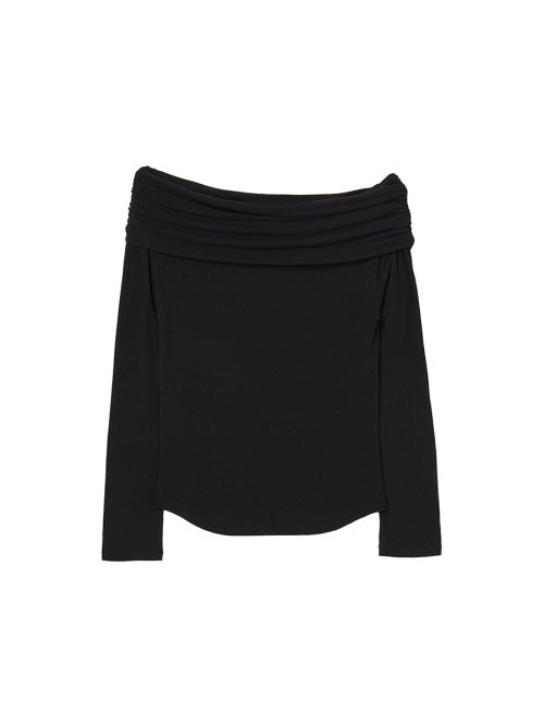 CROSS OFF SHOULDER L/S BLACK - 2 COLORS