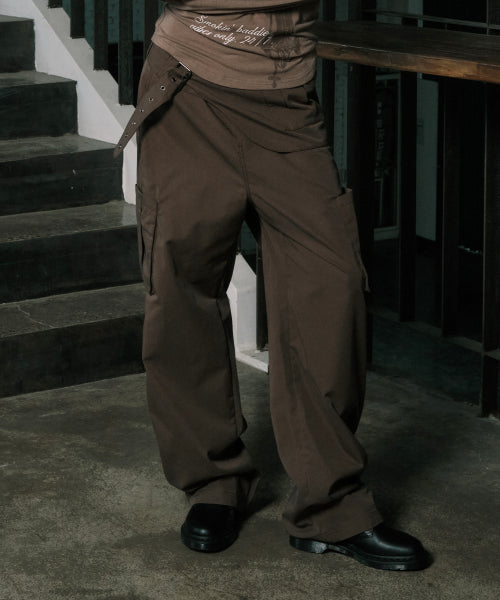 PIECE BELT PANTS BROWN - 2 COLORS