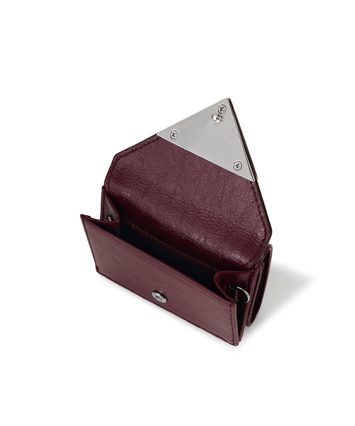 CRINKLE TRIANGLE TRIPLE WALLET DEEP CHERRY AS SHOWN