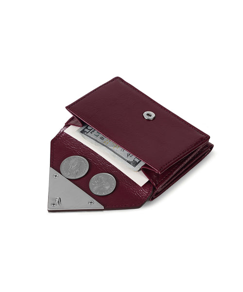 CRINKLE TRIANGLE TRIPLE WALLET DEEP CHERRY AS SHOWN
