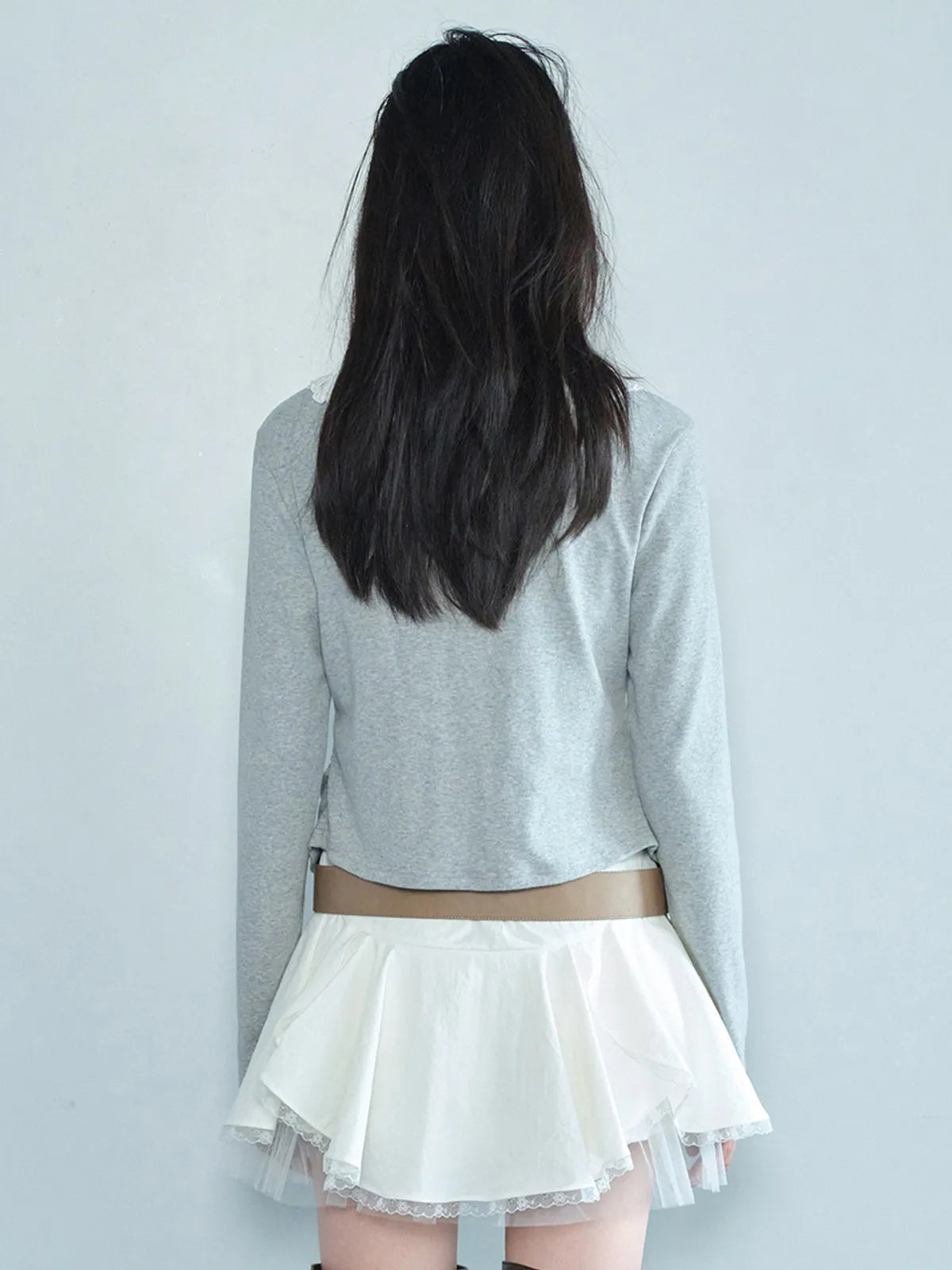 FRILL RIBBON CARDIGAN / GRAY #REI同款!