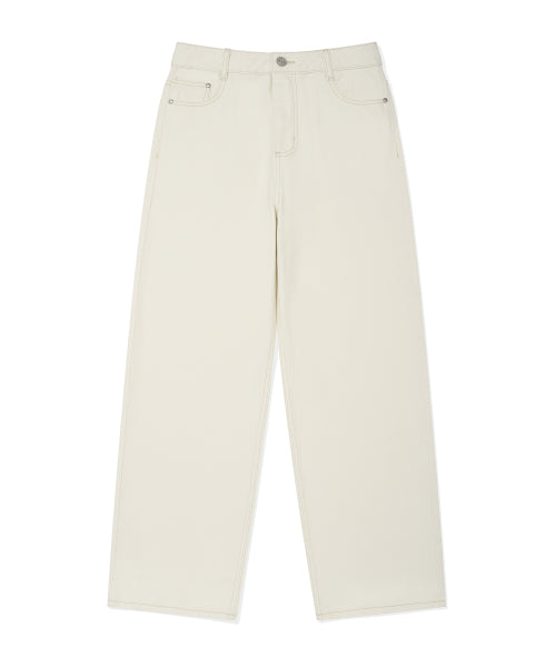 SEMI WIDE DENIM PANTS #GISELLE同款! - 3 COLORS CREAM