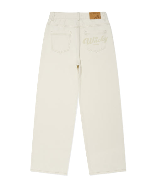SEMI WIDE DENIM PANTS #GISELLE同款! - 3 COLORS CREAM