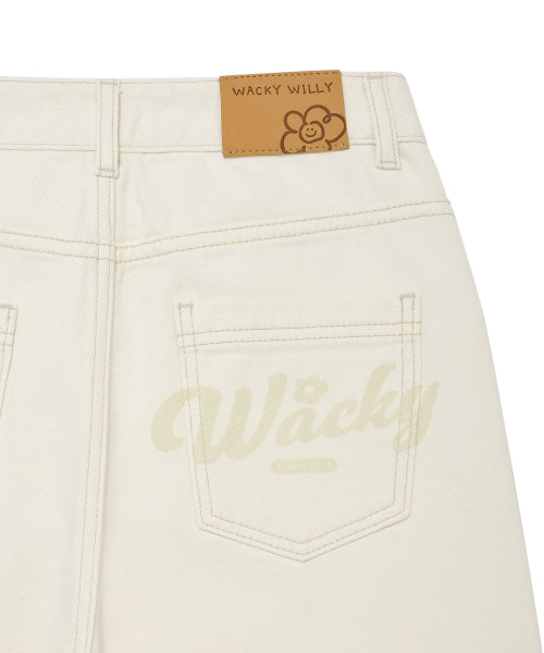 SEMI WIDE DENIM PANTS #GISELLE同款! - 3 COLORS CREAM
