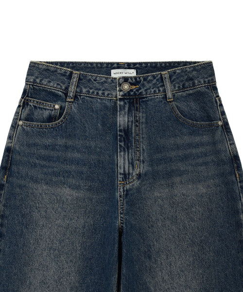 SEMI WIDE DENIM PANTS #GISELLE同款! - 3 COLORS BLUE