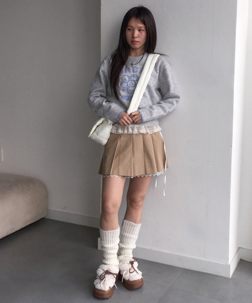 BIG LILY GRAPHIC PULLOVER #GISELLE同款! - 3 COLORS LIGHT GREY