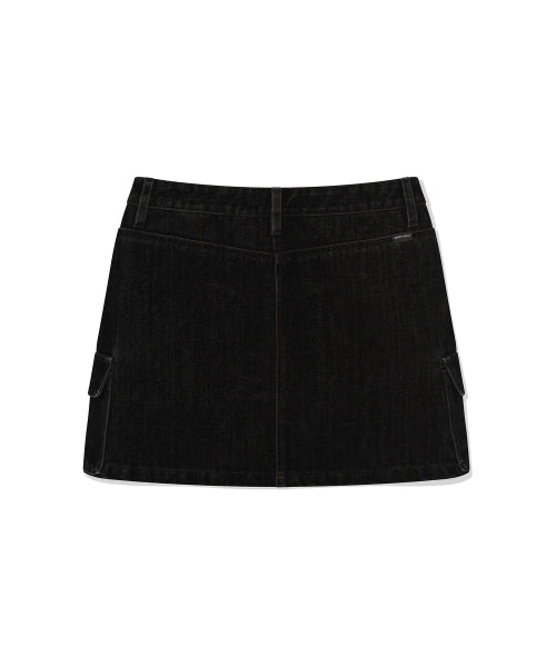 VELVET DENIM CARGO MINI SKIRT #GISELLE同款! BLACK