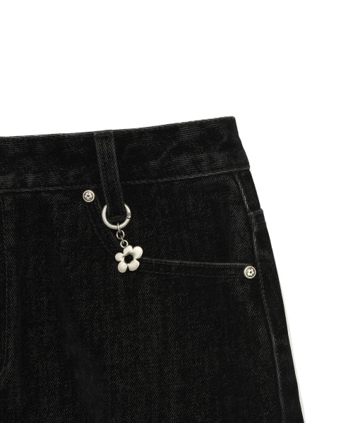 VELVET DENIM CARGO MINI SKIRT #GISELLE同款! BLACK