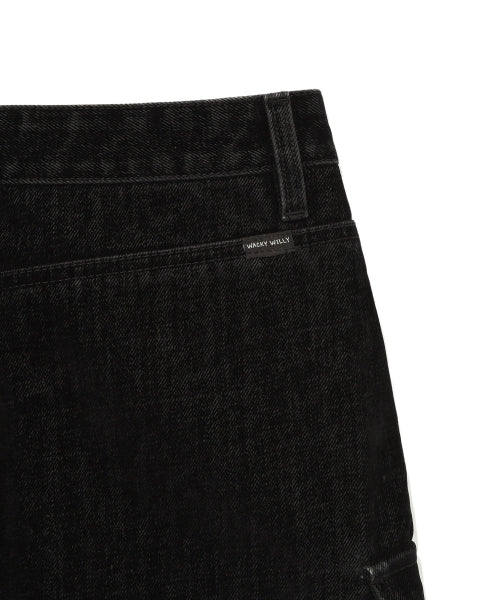 VELVET DENIM CARGO MINI SKIRT #GISELLE同款! BLACK