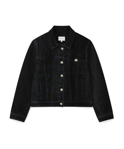VELVET DENIM TRUCKER JACKET #GISELLE同款! BLACK