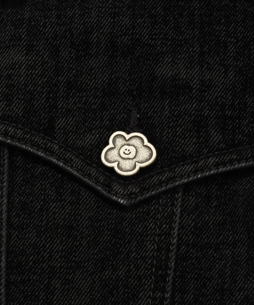 VELVET DENIM TRUCKER JACKET #GISELLE同款! BLACK