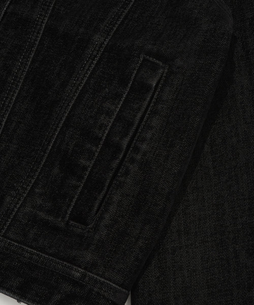 VELVET DENIM TRUCKER JACKET #GISELLE同款! BLACK