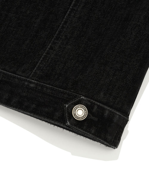 VELVET DENIM TRUCKER JACKET #GISELLE同款! BLACK