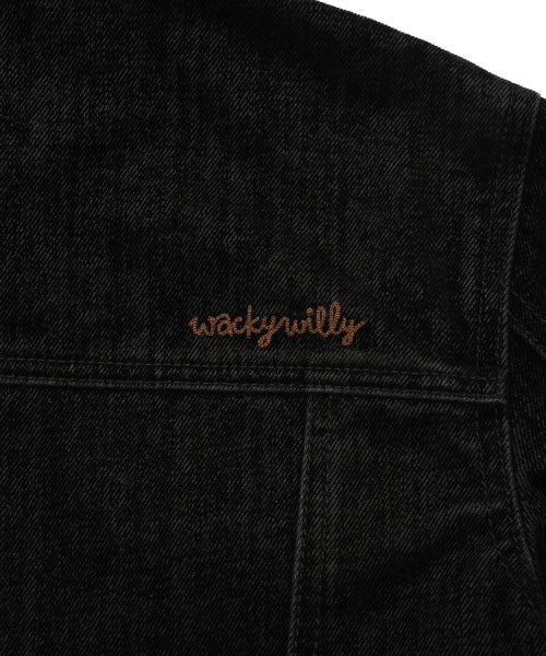 VELVET DENIM TRUCKER JACKET #GISELLE同款! BLACK