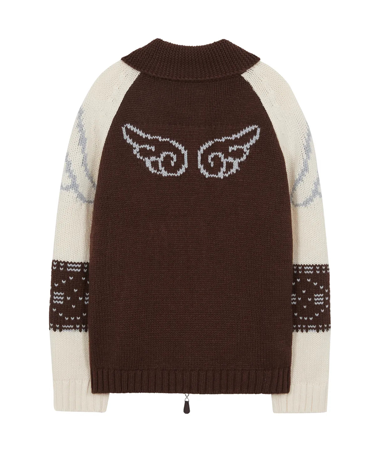 ANGEL RING COWICHAN KNIT ZIP-UP BROWN