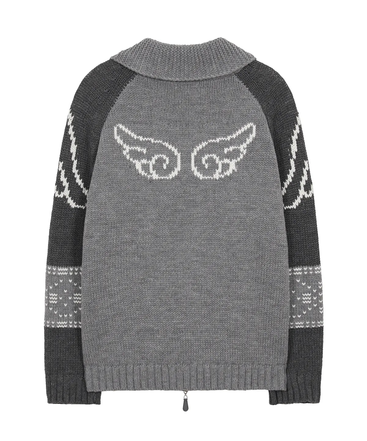 ANGEL RING COWICHAN KNIT ZIP-UP GRAY