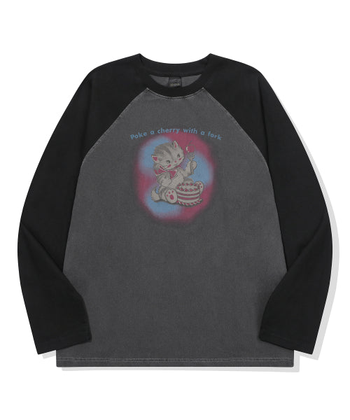 CHERRY RAGLAN PIGMENT LONG SLEEVE - 2 COLORS BLACK
