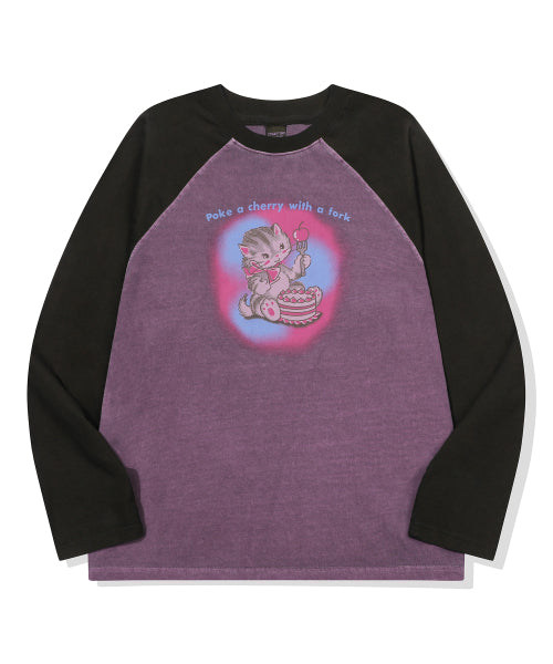 CHERRY RAGLAN PIGMENT LONG SLEEVE - 2 COLORS PURPLE