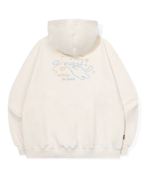 CAT EMBROIDERY HOODIE CREAM