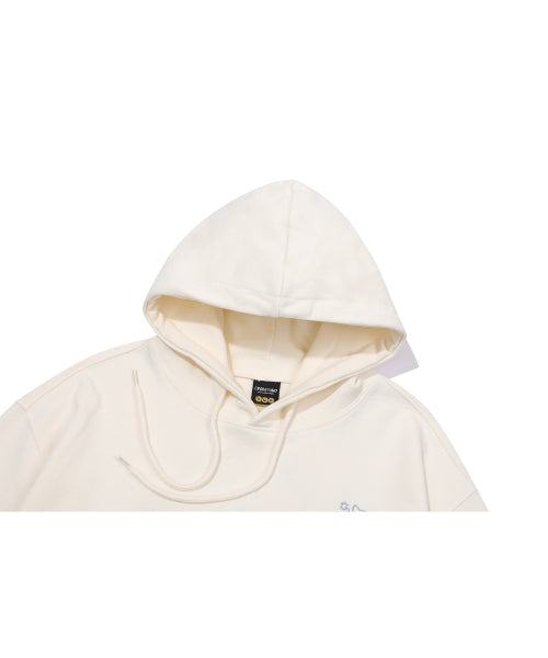 CAT EMBROIDERY HOODIE CREAM