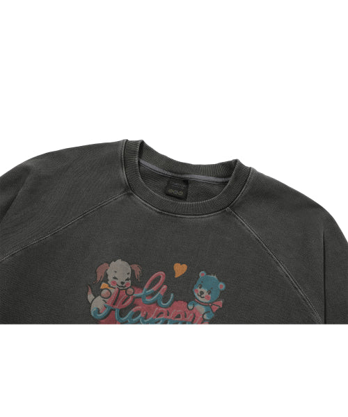 HAPPY RAGLAN PIGMENT SWEATSHIRT SMOKE BLACK