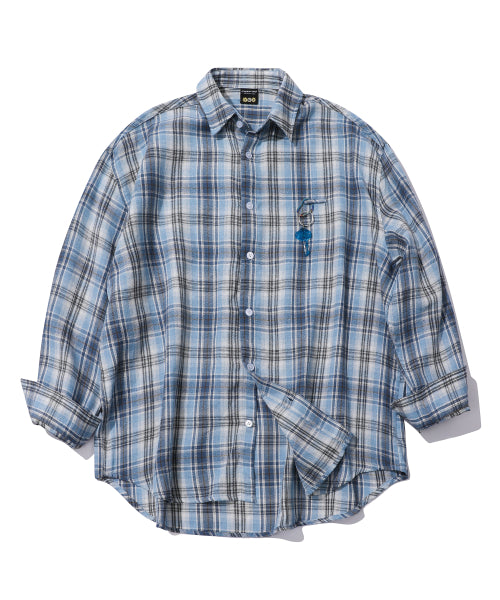 NOMAD OVERFIT CHECK SHIRT - 4 COLORS BLUE